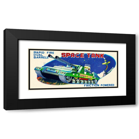 Rapid Fire Dual Barrell Space Tank Black Modern Wood Framed Art Print with Double Matting by Retrobot