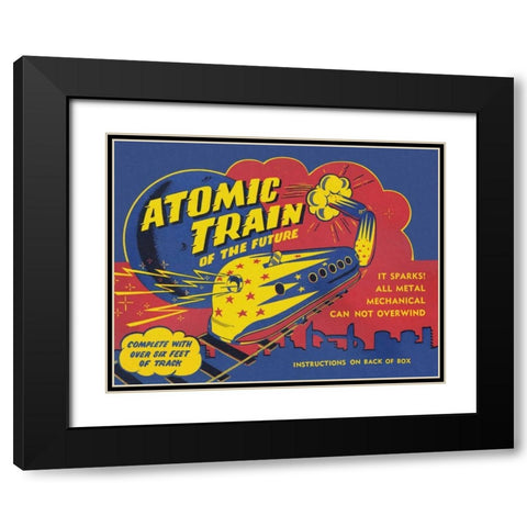 Atomic Train of the Future Black Modern Wood Framed Art Print with Double Matting by Retrobot