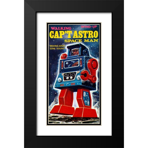 Cap t Astro Space Man Black Modern Wood Framed Art Print with Double Matting by Retrobot