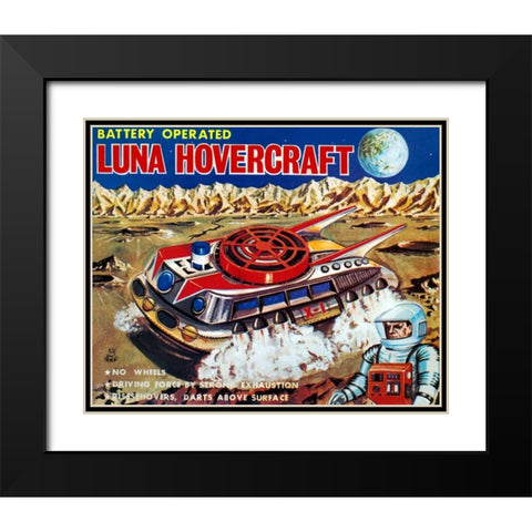 Luna Hovercraft Black Modern Wood Framed Art Print with Double Matting by Retrobot