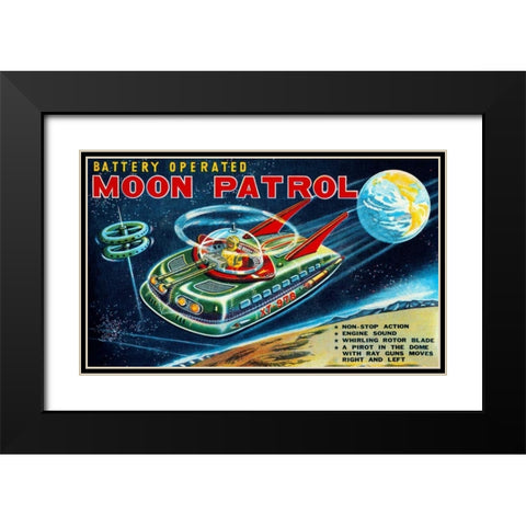 Battery Operated Moon Patrol XT-978 Black Modern Wood Framed Art Print with Double Matting by Retrobot