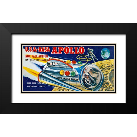 U.S.A. - NASA Apollo Black Modern Wood Framed Art Print with Double Matting by Retrobot