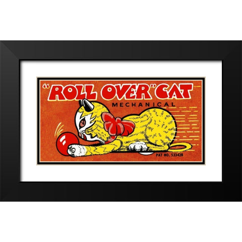 Roll Over Cat Black Modern Wood Framed Art Print with Double Matting by Retrobot