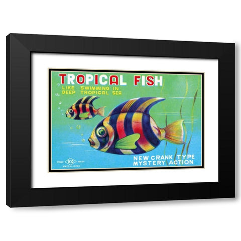 Tropical Fish Black Modern Wood Framed Art Print with Double Matting by Retrobot