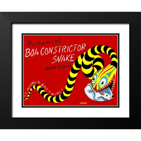 Boa Constrictor Snake with Victim Black Modern Wood Framed Art Print with Double Matting by Retrobot