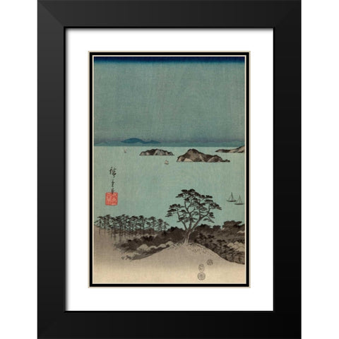 Evening view of the eight famous sites at Kanazawa in Musashi Province #1 Black Modern Wood Framed Art Print with Double Matting by Hiroshige, Ando