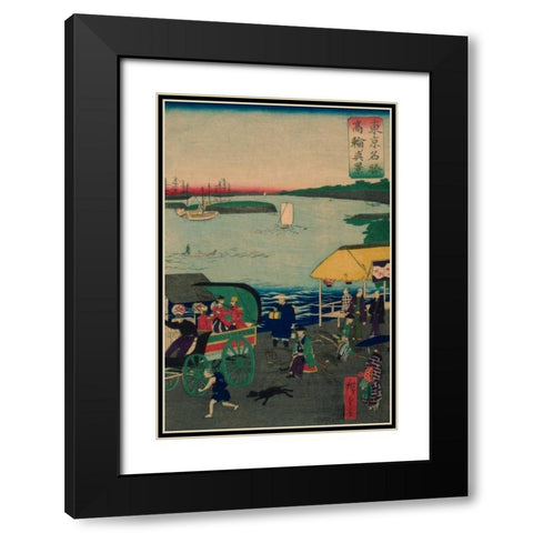 Famous places in Tokyo: real view of Takanawa #3 Black Modern Wood Framed Art Print with Double Matting by Hiroshige, Utagawa