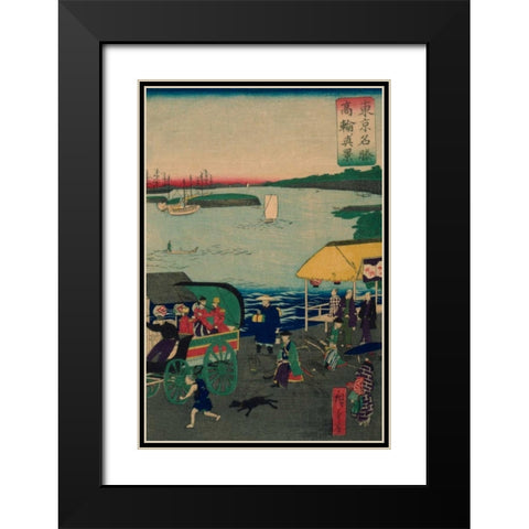 Famous places in Tokyo: real view of Takanawa #3 Black Modern Wood Framed Art Print with Double Matting by Hiroshige, Utagawa