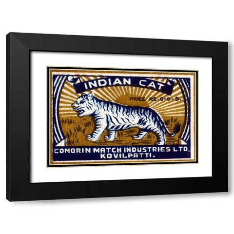 Indian Cat Black Modern Wood Framed Art Print with Double Matting by Phillumenart