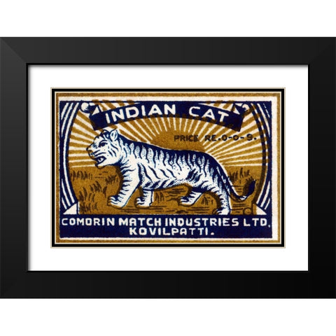 Indian Cat Black Modern Wood Framed Art Print with Double Matting by Phillumenart