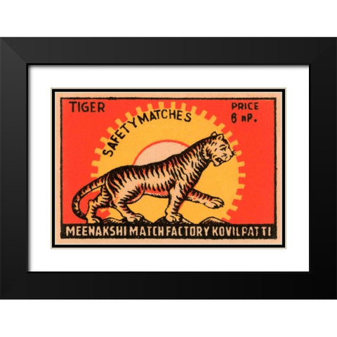 Tiger Safety Matches Black Modern Wood Framed Art Print with Double Matting by Phillumenart
