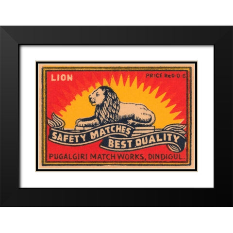 Lion Safety Matches Best Quality Black Modern Wood Framed Art Print with Double Matting by Phillumenart
