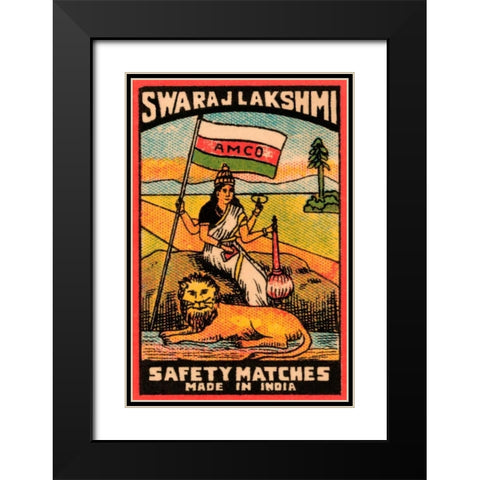Swaraj Lakshmi Safety Matches Black Modern Wood Framed Art Print with Double Matting by Phillumenart