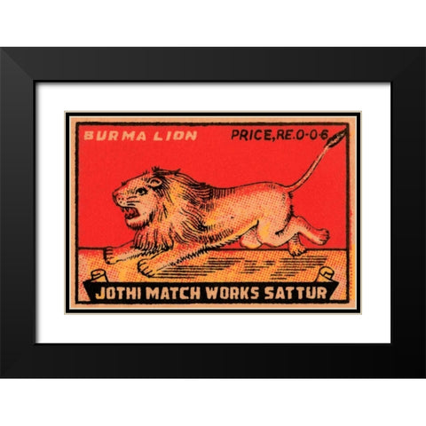 Burma Lion Black Modern Wood Framed Art Print with Double Matting by Phillumenart