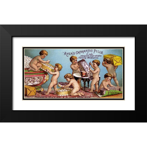 Ayers Cathartic Pills Black Modern Wood Framed Art Print with Double Matting by Advertisement