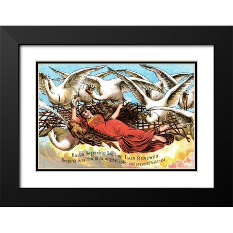 Halls Vegetable Sicillian Hair Renewer Black Modern Wood Framed Art Print with Double Matting by Advertisement