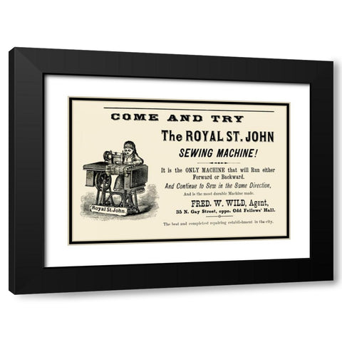 The Royal St. John Sewing Machine Black Modern Wood Framed Art Print with Double Matting by Unknown