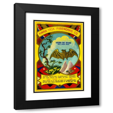 Golden Bat Firecrackers Black Modern Wood Framed Art Print with Double Matting by Unknown