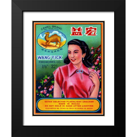 Wang Yick Fireworks Black Modern Wood Framed Art Print with Double Matting by Unknown