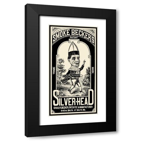 Smoke Beckers Silver-Head Black Modern Wood Framed Art Print with Double Matting by Vintage Booze Labels
