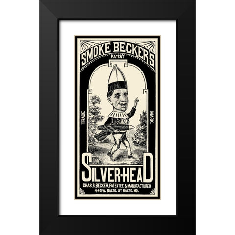 Smoke Beckers Silver-Head Black Modern Wood Framed Art Print with Double Matting by Vintage Booze Labels