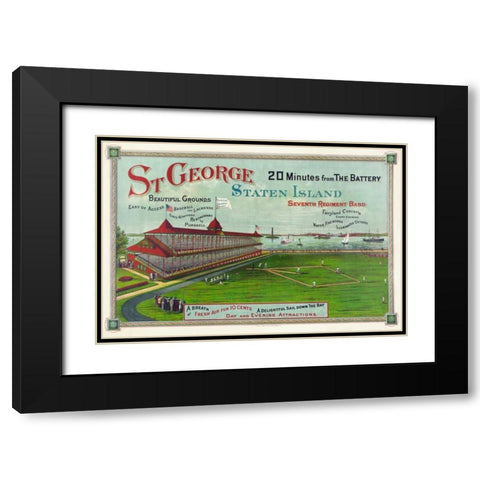 Baseball game being played at St. George Park Black Modern Wood Framed Art Print with Double Matting by Unknown
