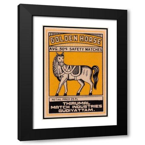Golden Horse Avg. 50s Safety Matches Black Modern Wood Framed Art Print with Double Matting by Phillumenart