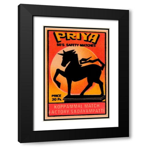 Priya 50s Safety Matches Black Modern Wood Framed Art Print with Double Matting by Phillumenart