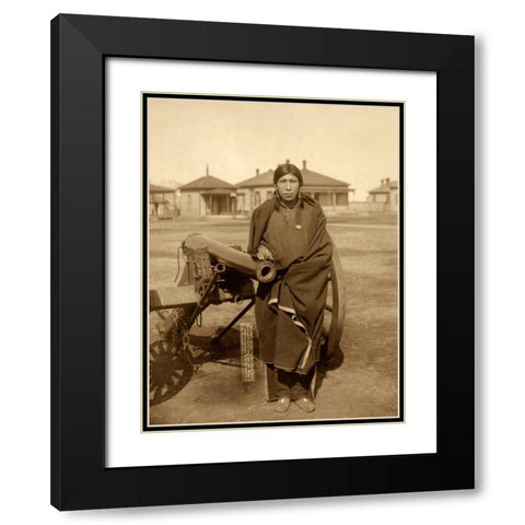 Oglala Sioux Plenty Horse Next to Cannon Black Modern Wood Framed Art Print with Double Matting by Grabill, John C.H.