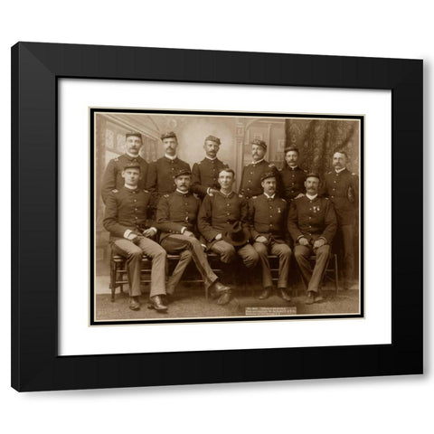Officers of the 9th Cavalry Black Modern Wood Framed Art Print with Double Matting by Grabill, John C.H.