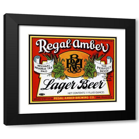 Regal-Amber Lager Beer Black Modern Wood Framed Art Print with Double Matting by Vintage Booze Labels