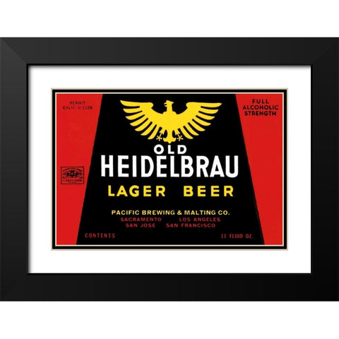 Old Heidelbrau Lager Beer Black Modern Wood Framed Art Print with Double Matting by Vintage Booze Labels