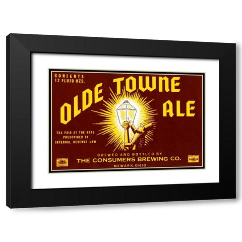 Olde Towne Ale Black Modern Wood Framed Art Print with Double Matting by Vintage Booze Labels