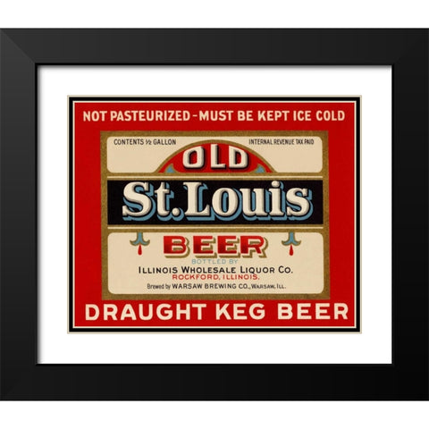 Old St. Louis Beer Black Modern Wood Framed Art Print with Double Matting by Vintage Booze Labels
