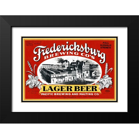 Fredericksburg Brewing Co.s Lager Beer Black Modern Wood Framed Art Print with Double Matting by Vintage Booze Labels