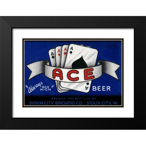 Ace Beer Black Modern Wood Framed Art Print with Double Matting by Vintage Booze Labels