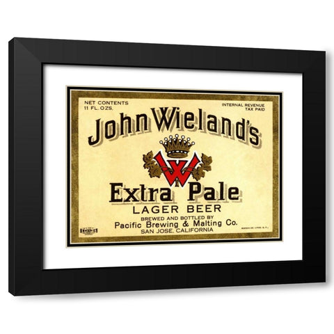 John Wielands Extra Pale Lager Beer Black Modern Wood Framed Art Print with Double Matting by Vintage Booze Labels