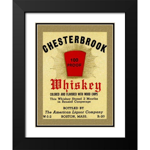 Chesterbrook Whiskey Black Modern Wood Framed Art Print with Double Matting by Vintage Booze Labels