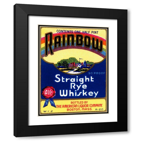 Rainbow Straight Rye Whiskey Black Modern Wood Framed Art Print with Double Matting by Vintage Booze Labels
