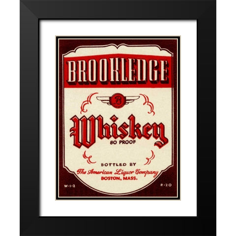 Brookledge Whiskey Black Modern Wood Framed Art Print with Double Matting by Vintage Booze Labels
