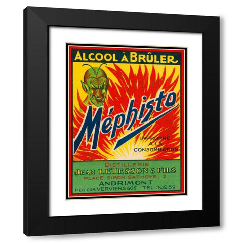 Mephisto - Alcool A Bruler Black Modern Wood Framed Art Print with Double Matting by Vintage Booze Labels