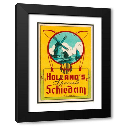 Hollands Speciale Schiedam Black Modern Wood Framed Art Print with Double Matting by Vintage Booze Labels