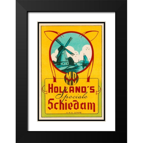 Hollands Speciale Schiedam Black Modern Wood Framed Art Print with Double Matting by Vintage Booze Labels