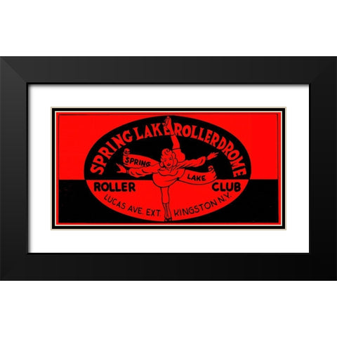 Spring Lake Rollerdome Roller Club Black Modern Wood Framed Art Print with Double Matting by Retrorollers