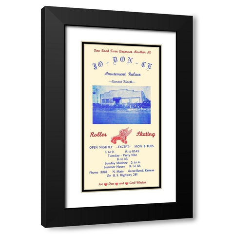 Jo-Don-Ce Amusement Palace Roller Skating Black Modern Wood Framed Art Print with Double Matting by Retrorollers
