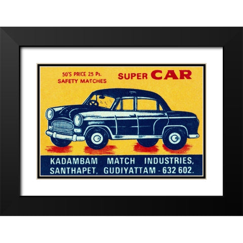 Super Car Matches Black Modern Wood Framed Art Print with Double Matting by Phillumenart