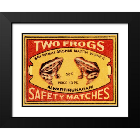 Two Frogs Safety Matches Black Modern Wood Framed Art Print with Double Matting by Phillumenart