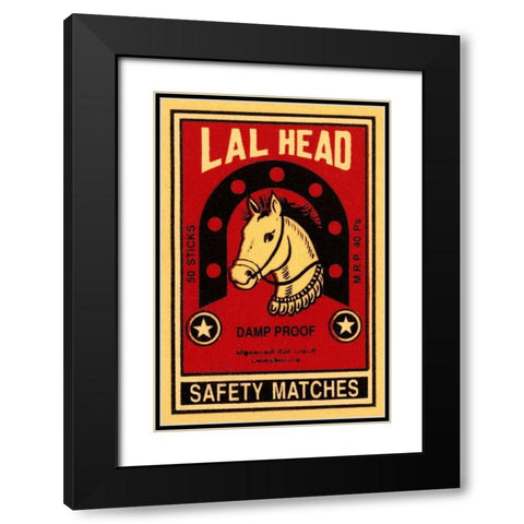 LAL Head Safety Matches Black Modern Wood Framed Art Print with Double Matting by Phillumenart