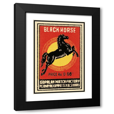 Black Horse Matches Black Modern Wood Framed Art Print with Double Matting by Phillumenart