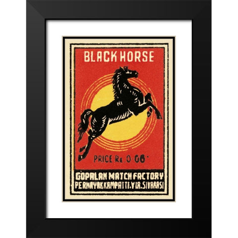Black Horse Matches Black Modern Wood Framed Art Print with Double Matting by Phillumenart